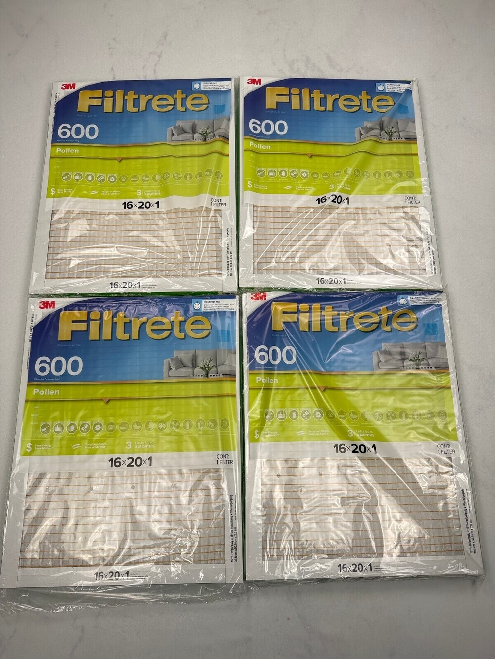 3M Filtrete 600 Air Filter Blue Pack of 4